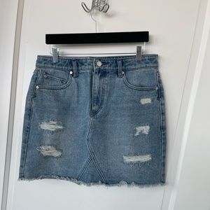 Volcom High-Rise Distressed Denim Skirt
